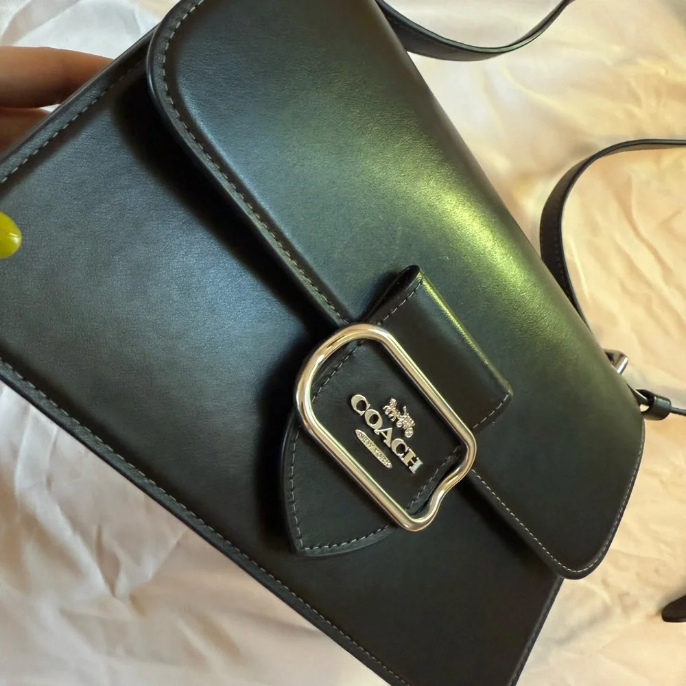 Coach Black Morgan Square Leather Crossbody (large)